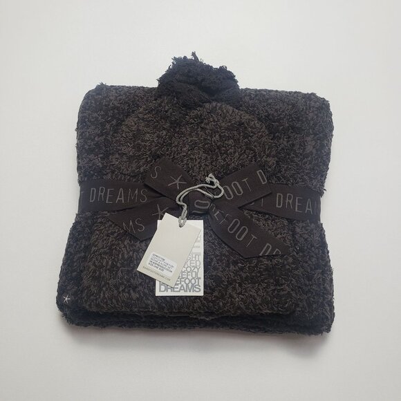 Barefoot Dreams Pom Pom Beanie & Scarf Set Espresso/Cocoa One Size Winter Gift - Picture 5 of 16